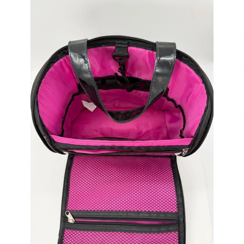 Caboodles Black Logo Print Hanging Toiletry Bag Makeup Organizer Travel Case